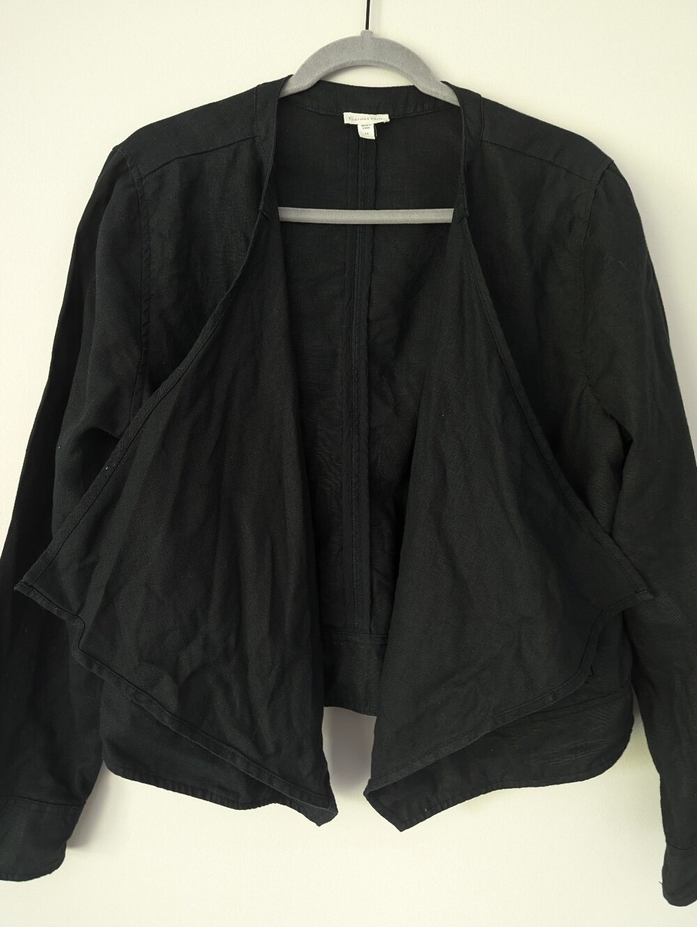 Garnet Hill 100% Linen Lightweight Open Front Drape Jacket - Picture 3 of 9